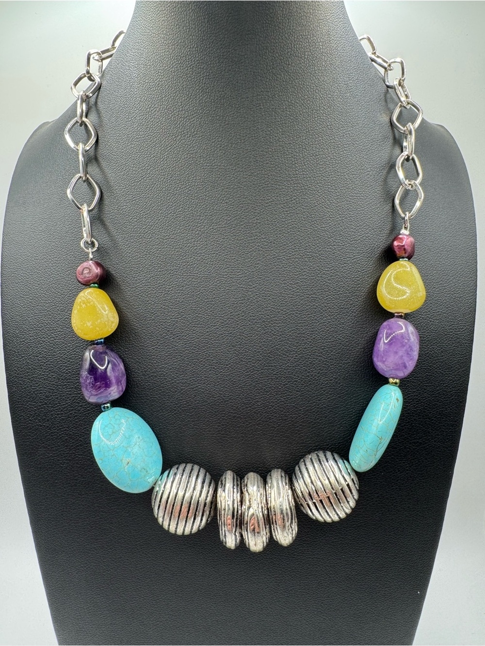 Colorful Beaded Statement Necklace